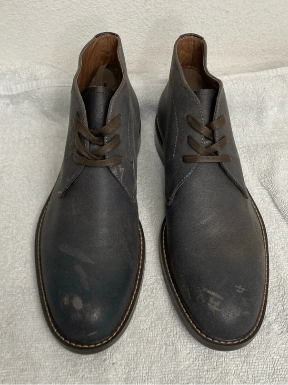 1901 Men's Gray Textured Leather Chukka Boots Size 10.5 Streetwear Tech Classic